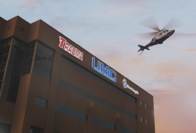 UMC Trauma Center nurse and physician with patient